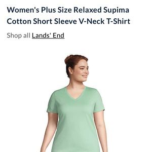 NWT Lands End 2X supima cotton relaxed fit V neck T - lime